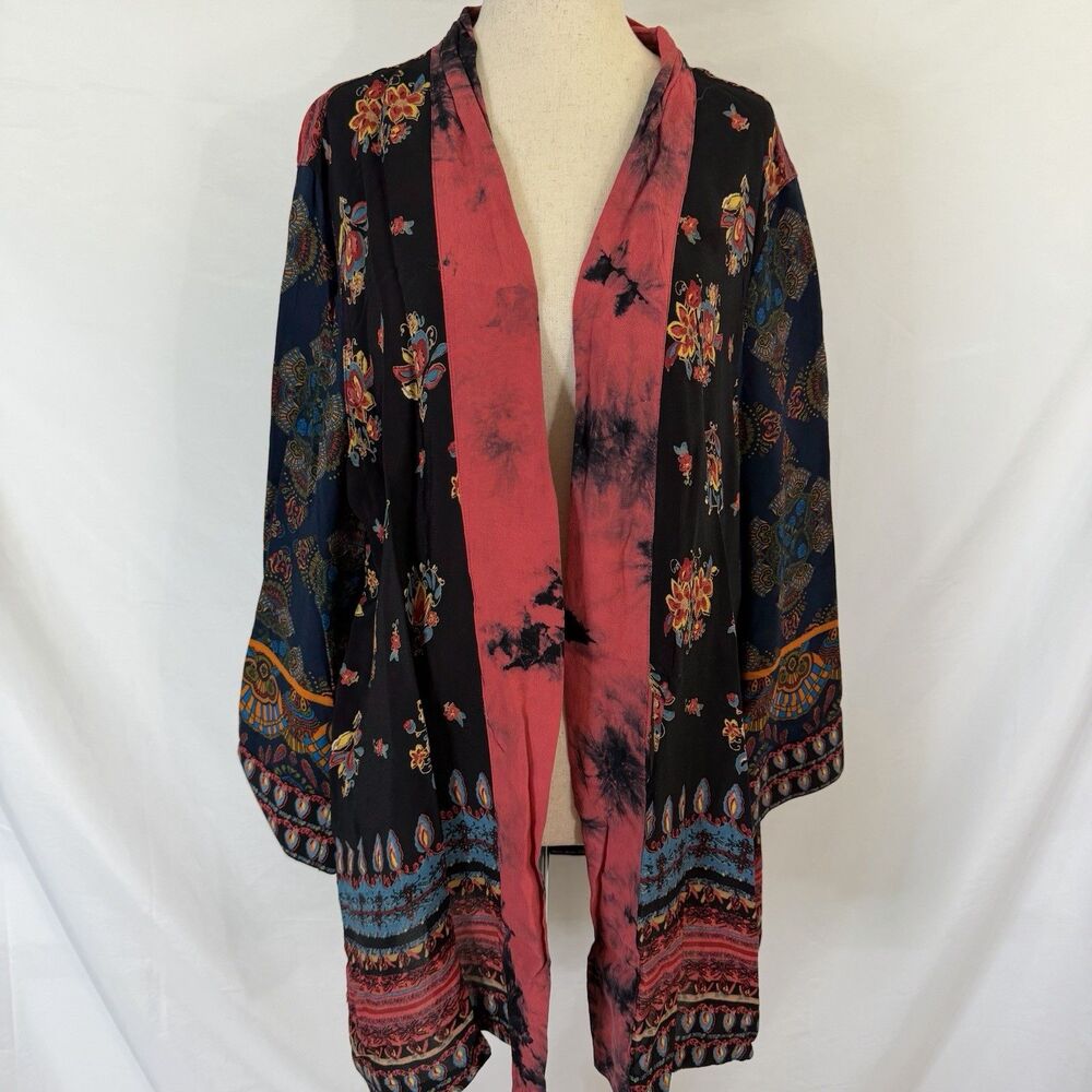 John Mark Womens Cottagecore Patchwork Floral Kimono Size XL Shabby Chic Boho